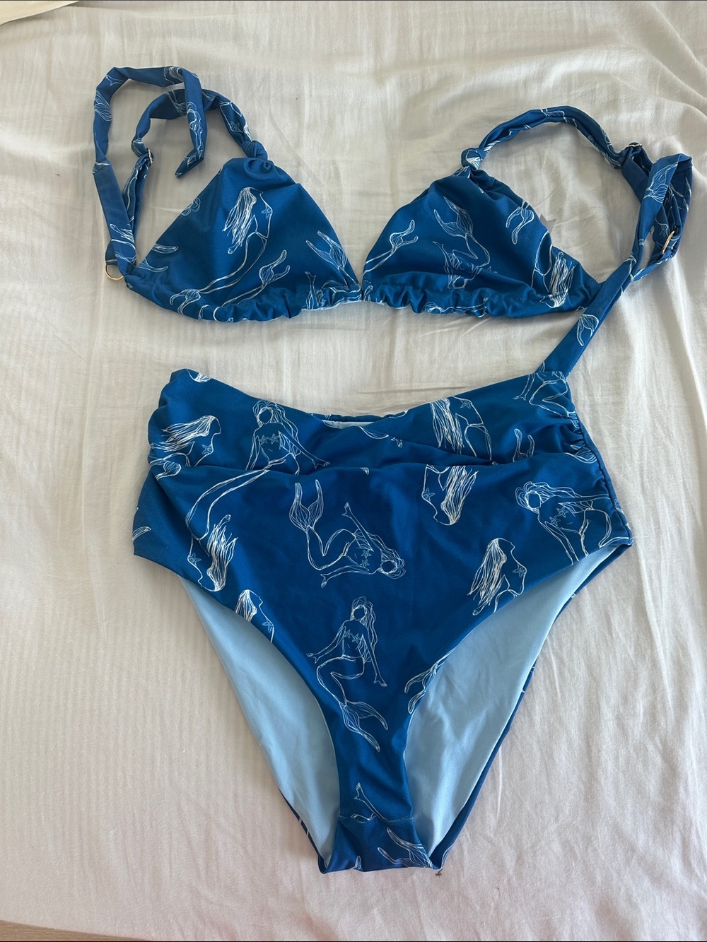 Ancora Swim women’s large  Blue Mermaid Print Two-Piece Swim Set